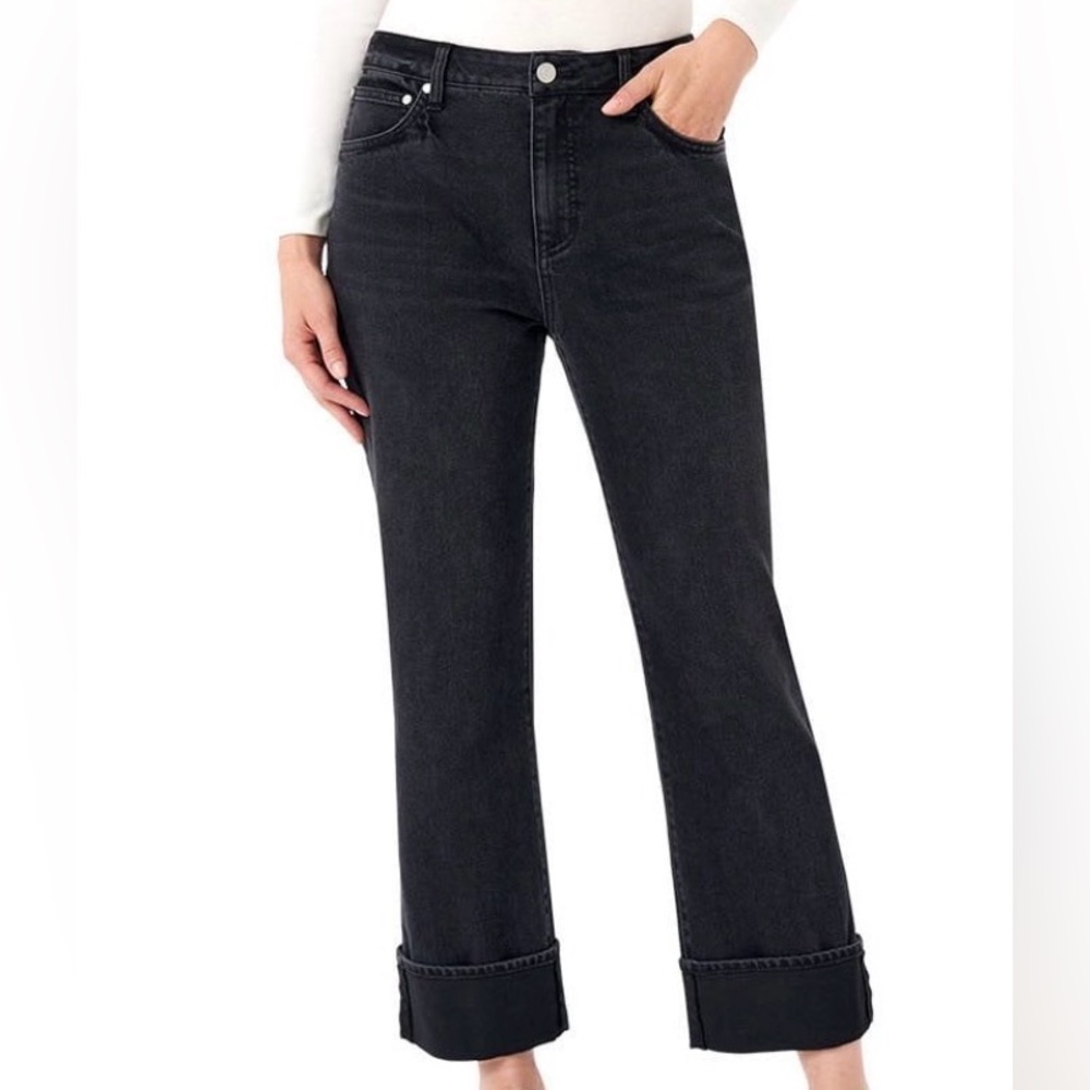Edited  Black High Rise Cuffed Wide Leg Jeans Womens Size 8 NWT